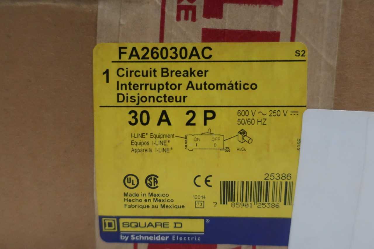 SQUARE D FH26030AC 2P 30A 600V-AC CIRCUIT BREAKER - CIRCUIT BREAKERS