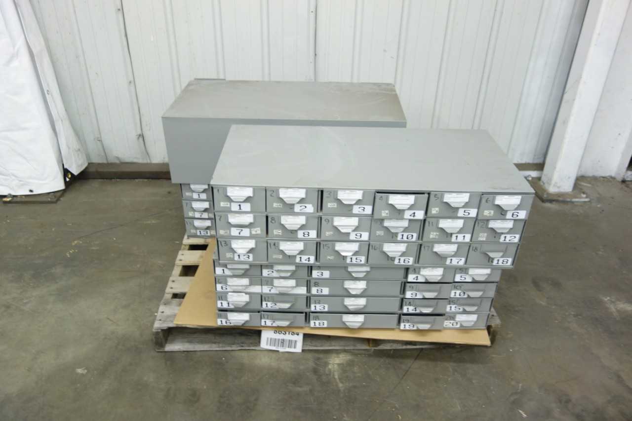 LOT OF 4 STEEL MULTI-DRAWER STORAGE CABINETS - TOOL STORAGE
