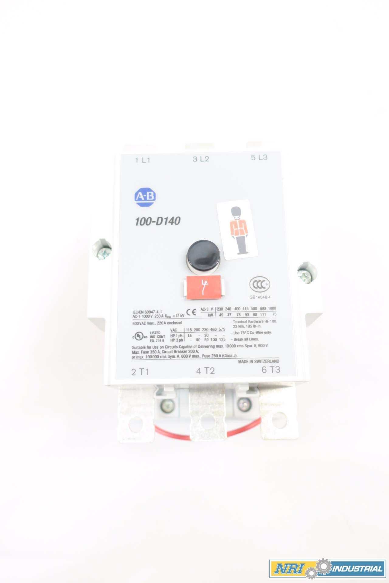 NEW ALLEN BRADLEY 100S-D140D22C 220A 120V-AC 100HP AC CONTACTOR SER B - CONTACTORS