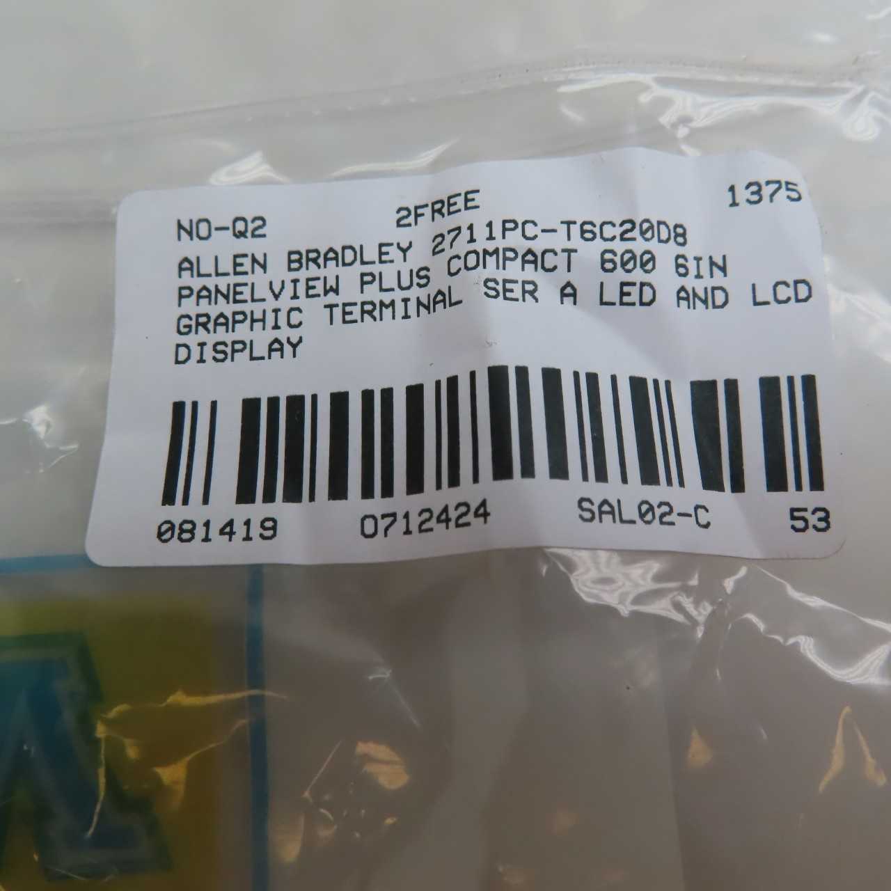 ALLEN BRADLEY 2711PC-T6C20D8 PANELVIEW PLUS COMPACT 600 GRAPHIC TERMINAL - AUTOMATION & CONTROLS