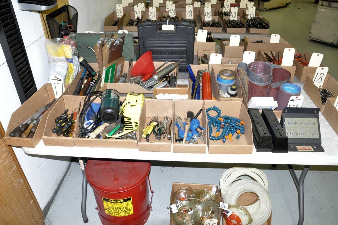 Lot-Hand Tools on (1) Table, Drill Wedges and Chuck Keys Not - ELECTRIC POWER TOOLS