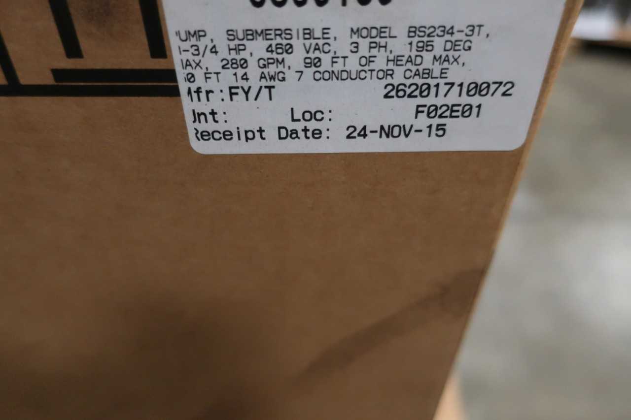 FLYGT BS234-3T 460V-AC 3PH 280GPM SUBMERSIBLE PUMP - SUBMERSIBLE PUMP