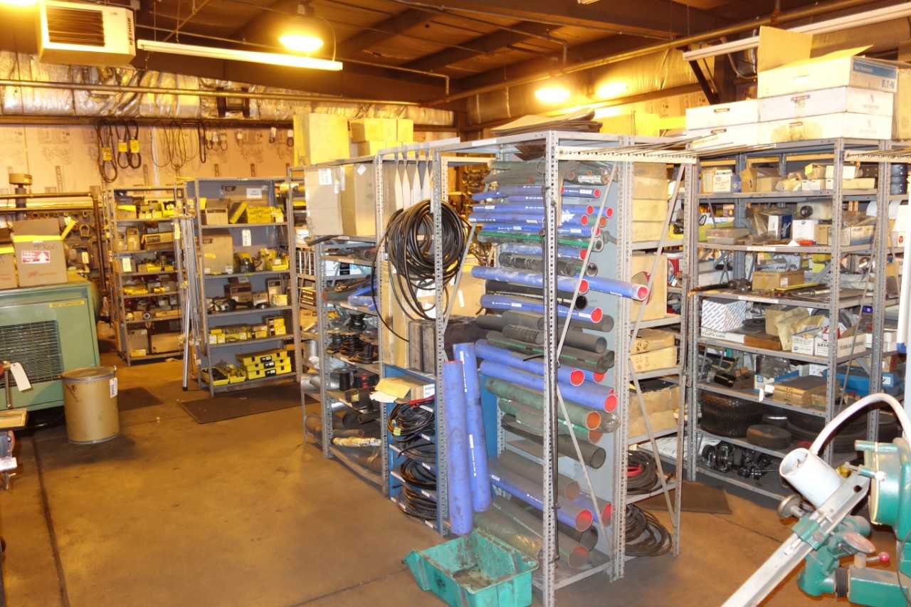 ALL STEEL SHELVING IN MAINTENANCE ROOM - SHELVING