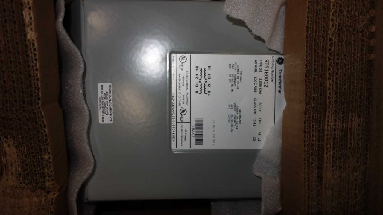 LOT OF 2 GE 9T51B0012 2KVA 480/120V-AC TRANSFORMERS - CONTROL TRANSFORMERS