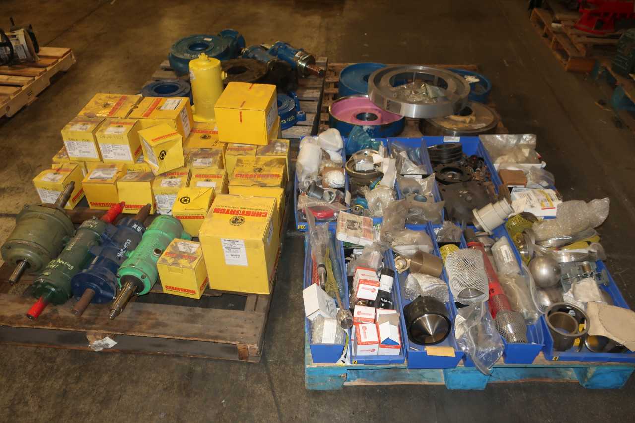 4 PALLETS OF ASSORTED PUMP PARTS & PUMP PACKING - PUMPS