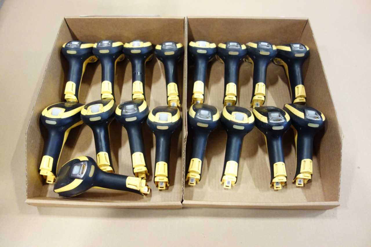 2 TOTES OF DATALOGIC BAR CODE SCANNERS - MATERIAL HANDLING