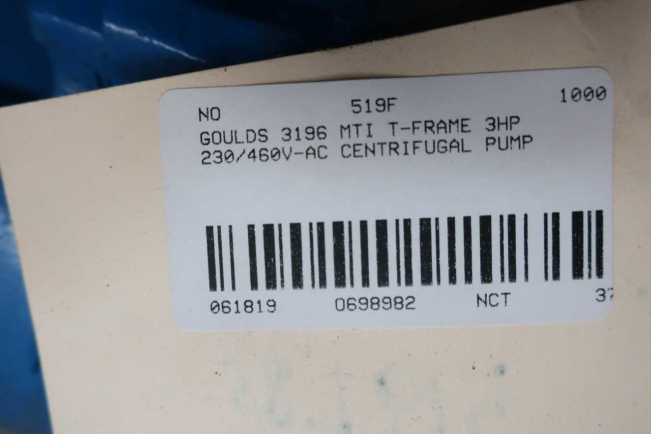 GOULDS 3196 MTI I-FRAME 1IN 2IN 3HP 230/460V-AC CENTRIFUGAL PUMP - CENTRIFUGAL PUMP