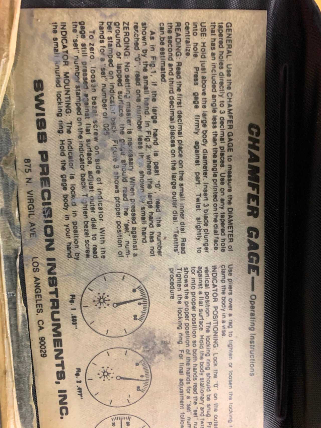 Swiss Precision Instruments Chamfer Gage - ELECTRIC POWER TOOLS