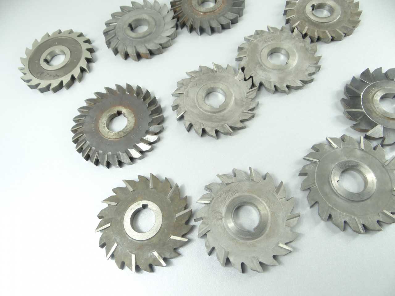 Lot of 12 HSS Staggered Straight Tooth Milling Cutters - METAL SAWS