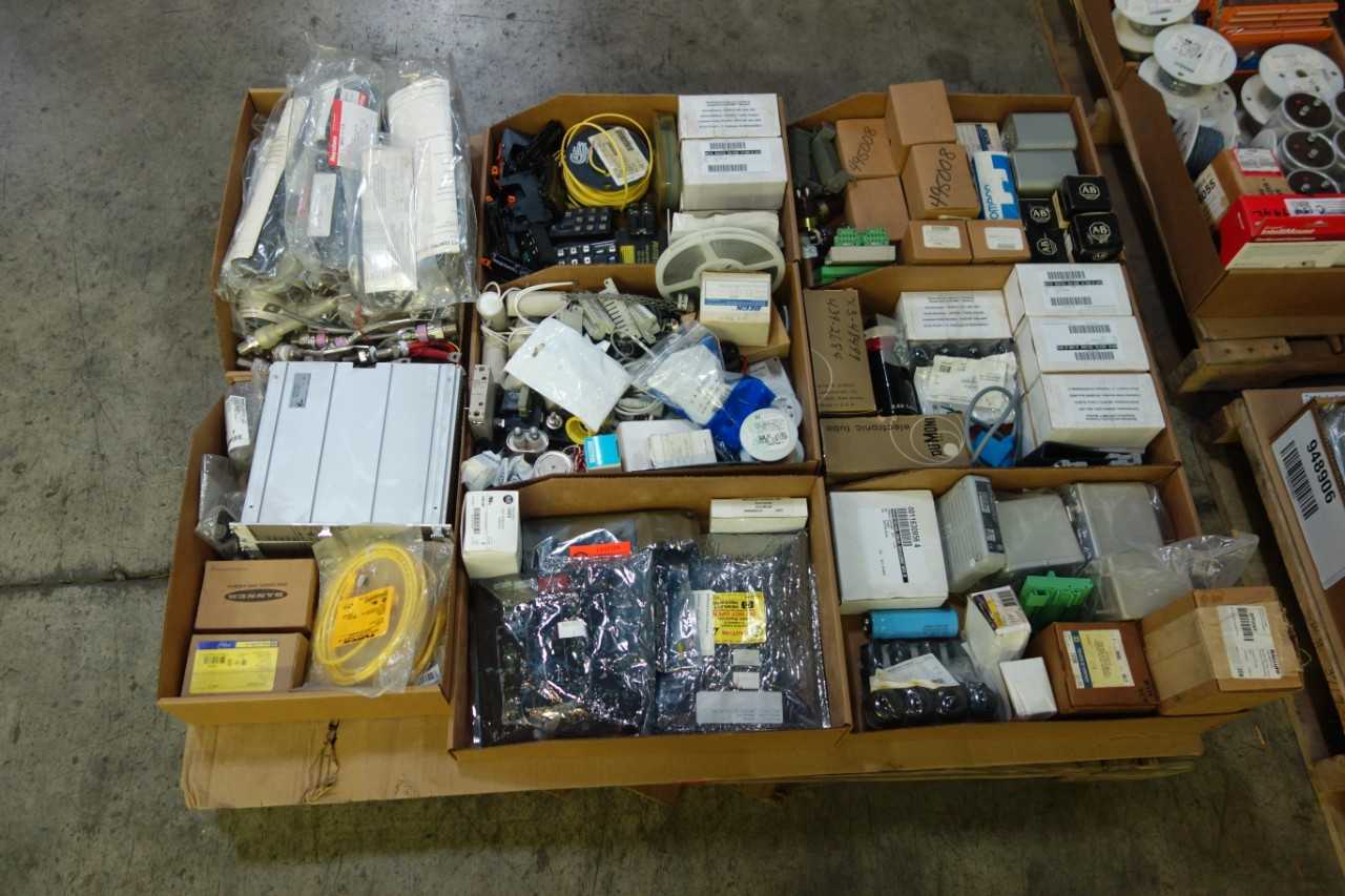 3 PALLETS OF ASSORTED ELECTRICAL CONTROLS - ELECTRICAL COMPONENTS