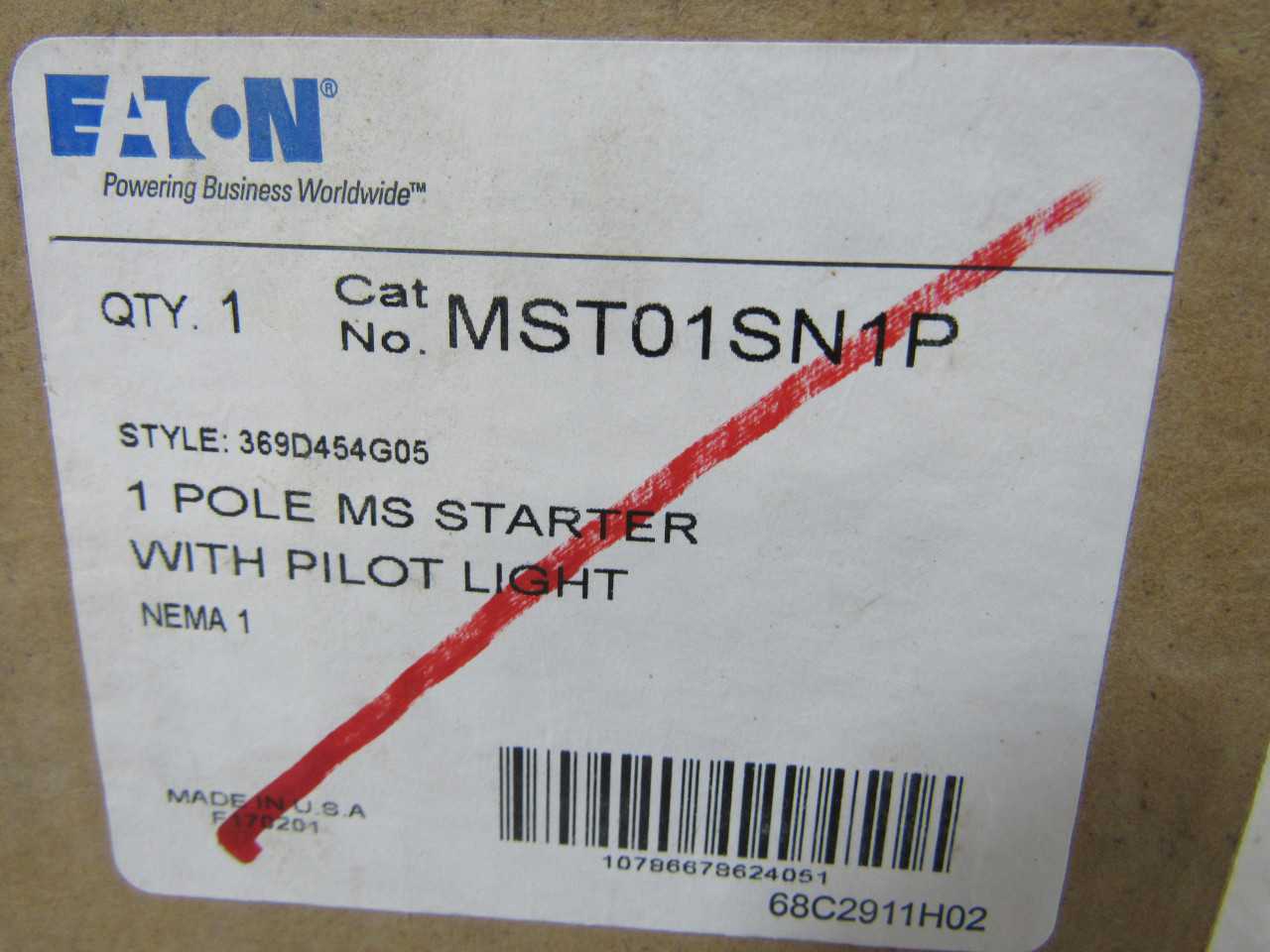 Quantity of 20 New Surplus Eaton MST01SN1P Starter Enclosed Motor Operator 1P 1 Ph - ELECTRIC MOTORS