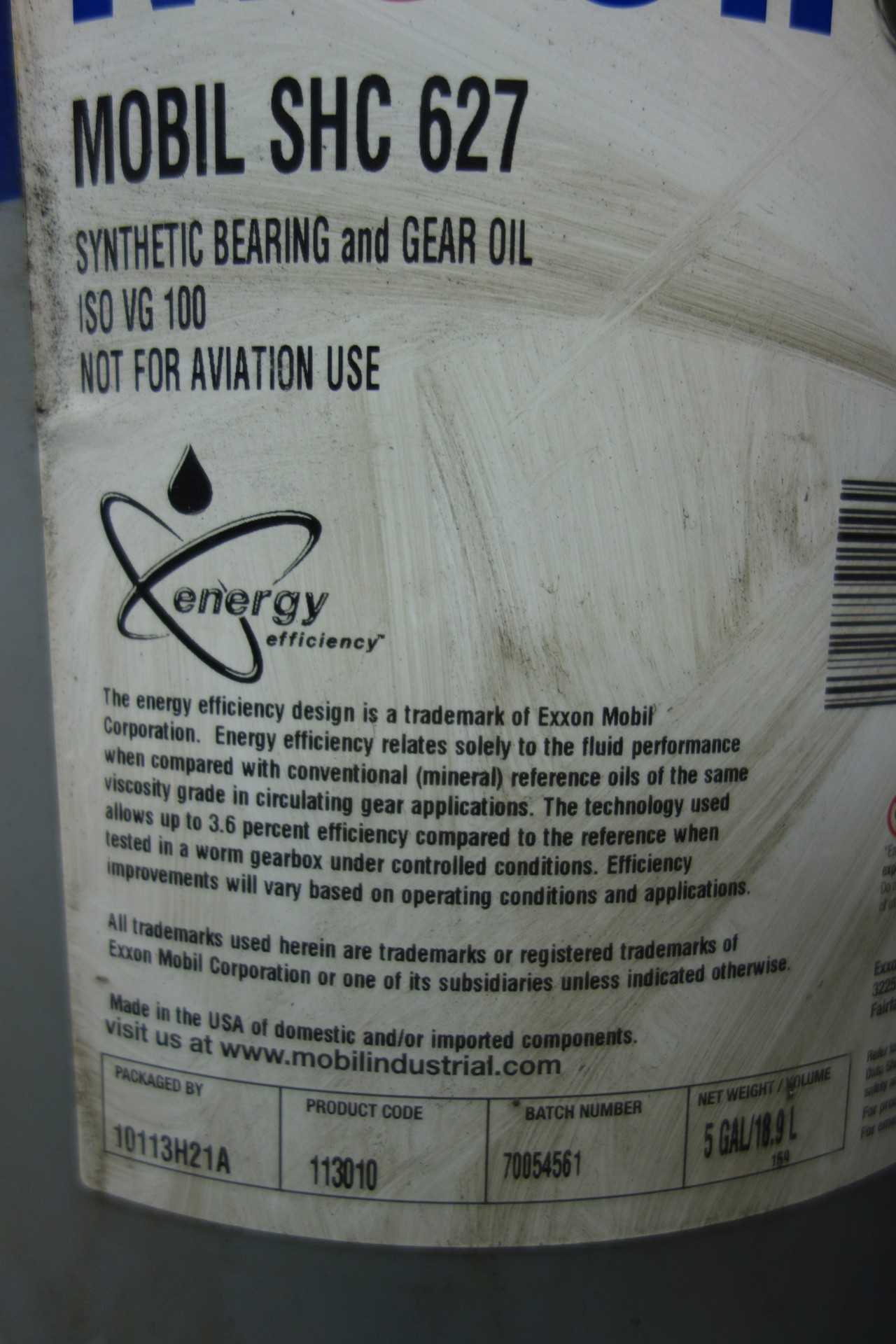 LOT OF 6 FULL 5 GALLON BUCKETS OF MOBIL SHC 627 SYNTHETIC BEARING AND GEAR OIL - BEARINGS