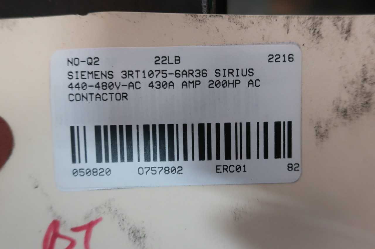 SIEMENS 3RT1075-6AR36 SIRIUS 440-480V-AC 430A AMP 300HP AC CONTACTOR - CONTACTORS