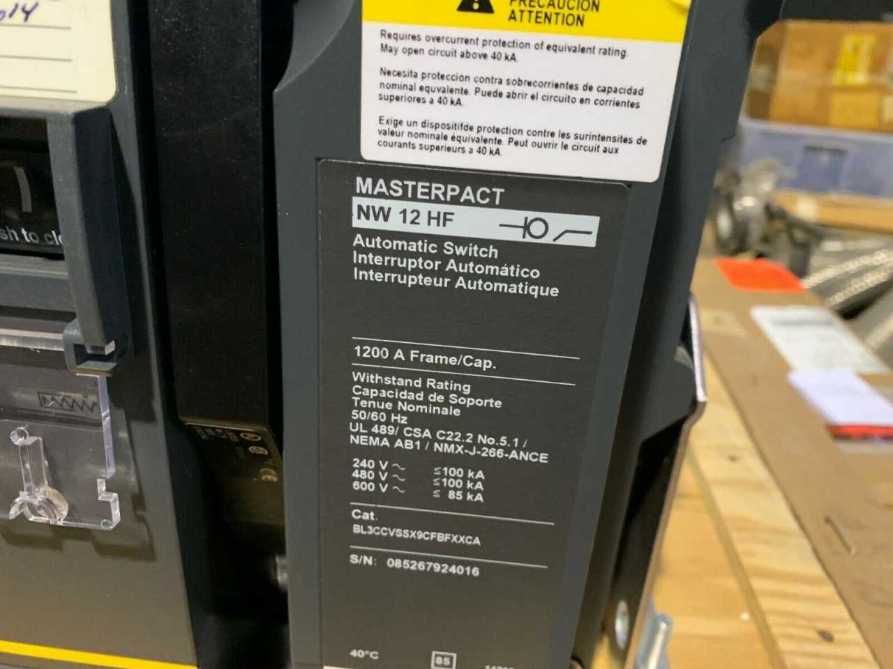 NEW SQUARE D 1200AMP MASTERPACT NW12HF AUTOMATIC SWITCH BL3CCVSSX9CFBFXXCA - SWITCHGEAR