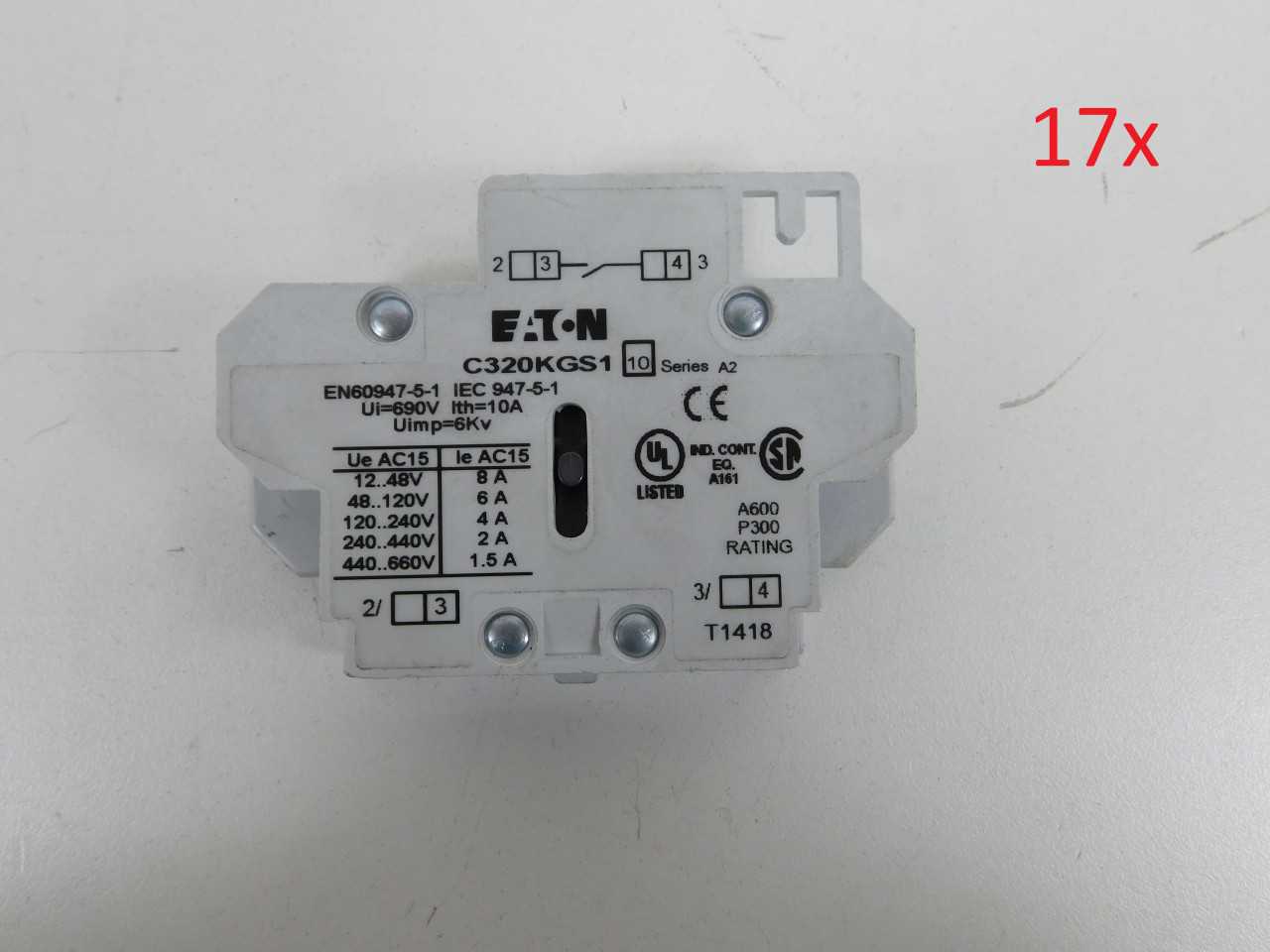 Lot of Quantity 17x C320KGS1 Aux Contacts - ELECTRICAL COMPONENTS Lot of Quantity 17x C320KGS1 Aux Contacts - ELECTRICAL COMPONENTS