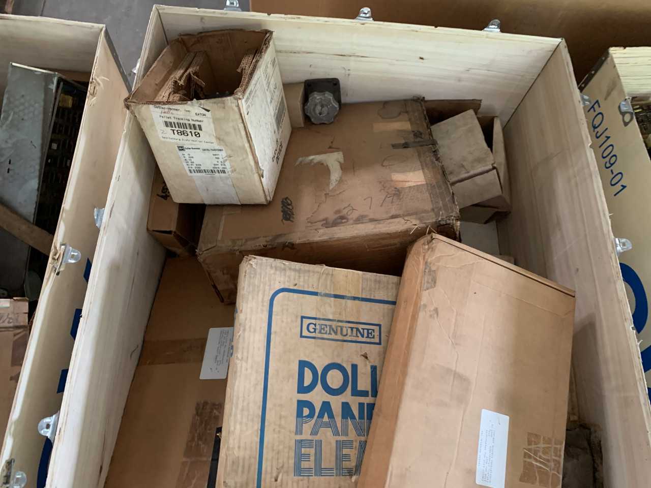 CRATE OF ELECTRICAL AUTOMATION EQUIPMENT PARTS - ELECTRICAL PARTS