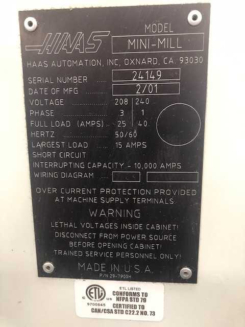 2001 Haas Mini Mill - MACHINE TOOLING