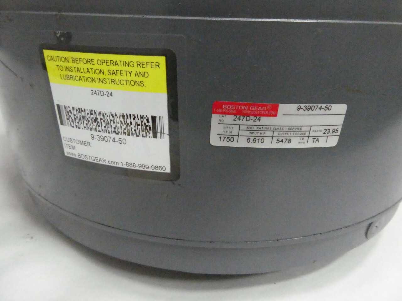 BOSTON GEAR 247D-24 HELICAL PARALLEL SHAFT 1-9/16IN 2-1/4IN 6.61HP 23.95:1 GEAR REDUCER - GEAR REDUCERS
