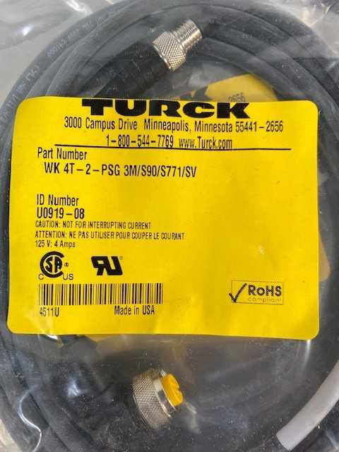 Lot of 25 TURCK WK4T-2-PSG 3M/S90/S771/SV ID# U0919-08 MOLDED CORDSET - New Open Box Item - ELECTRICAL COMPONENTS