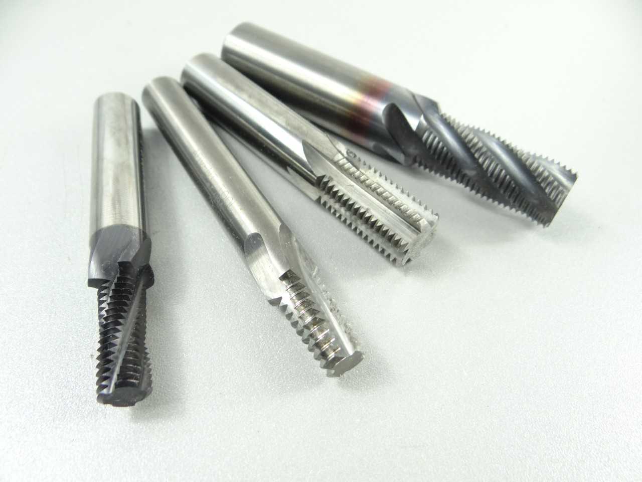 Lot of 4 NICE Assorted Solid Carbide Thread Mills - MACHINING ACCESSORIES & TOOLING