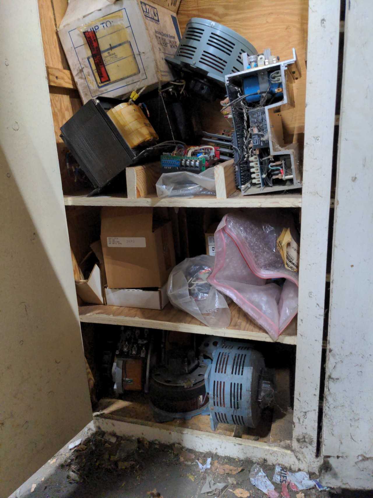 WOODEN STORAGE CABINET CONTENTS , NO CABINET INCLUBED - MISCELLANEOUS