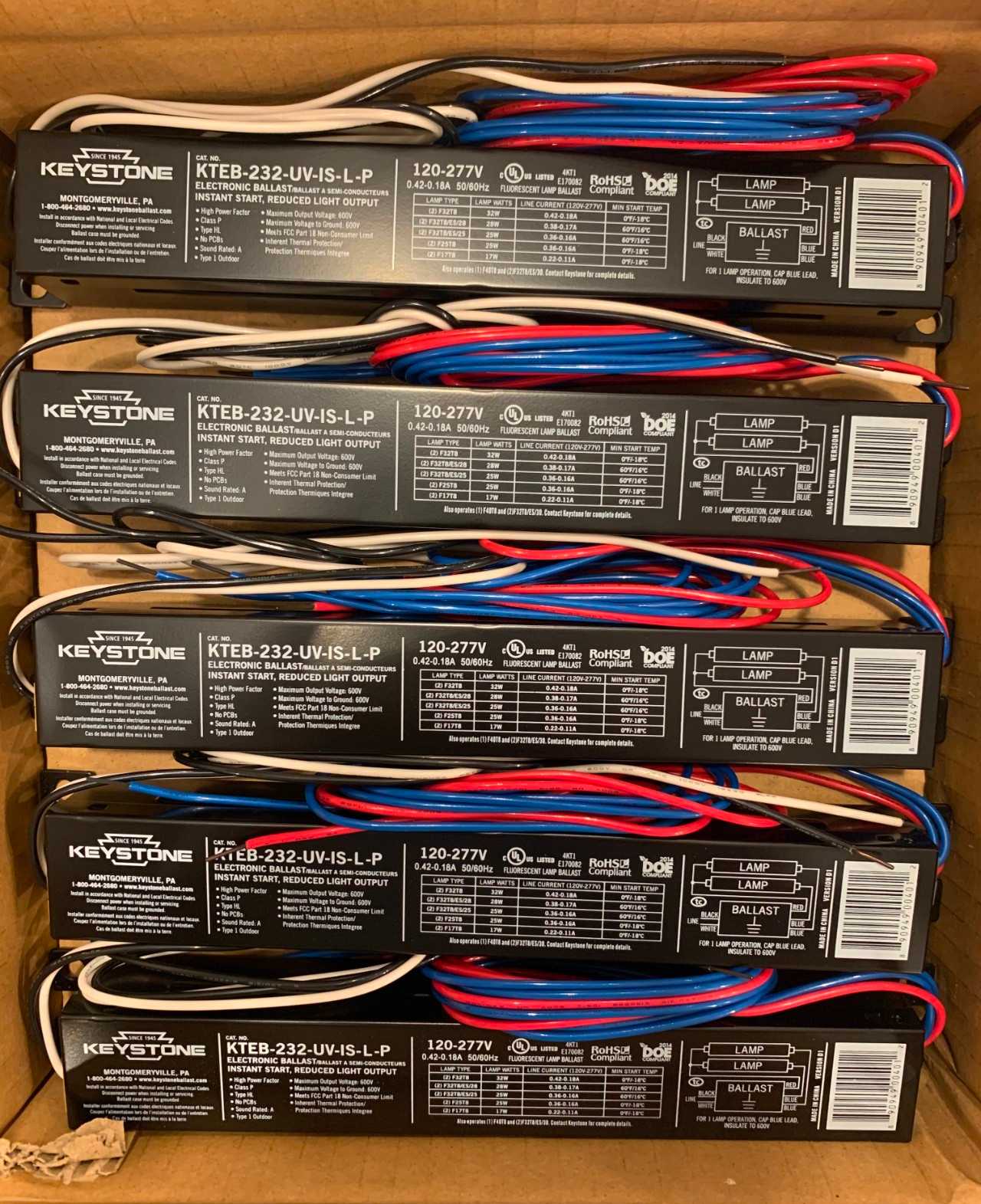 New - Lot of 50 - Keystone KTEB-232-UV-IS-L-P Fluorescent Ballast - LIGHTING