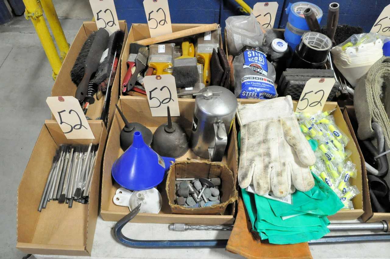 Acid Brushes Oilers Ear Plugs Pry Bar Steel Wool Brushes etc in 11 Boxes - ELECTRICAL COMPONENTS
