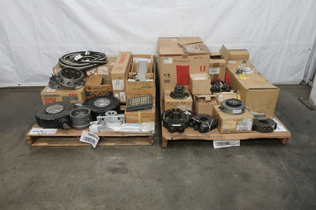 2 PALLETS OF ASSORTED ROBOT PARTS AND ACCESSORIES - INDUSTRIAL ROBOTS