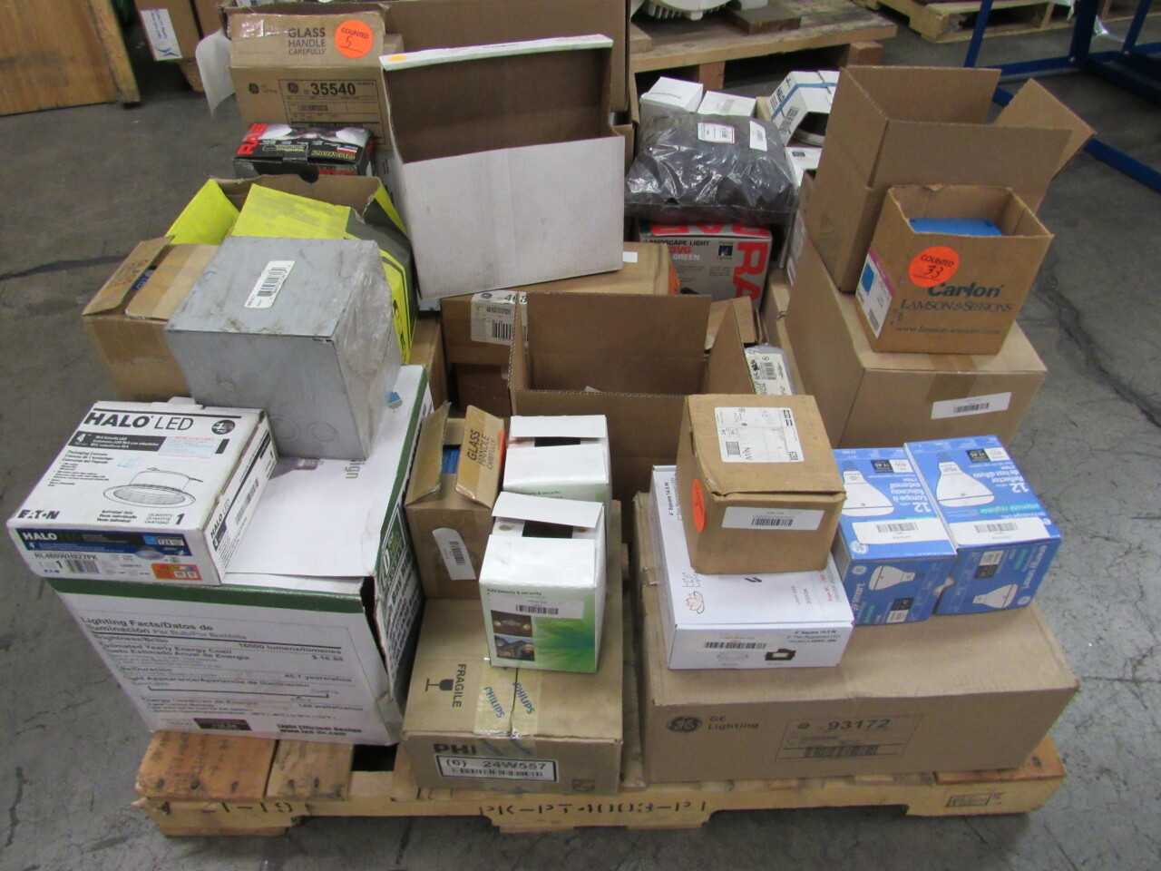 Pallet of 408x Assorted Lights, LEDs, Contacts, Cables, Electrical Enclosures & Tools - LIGHTING