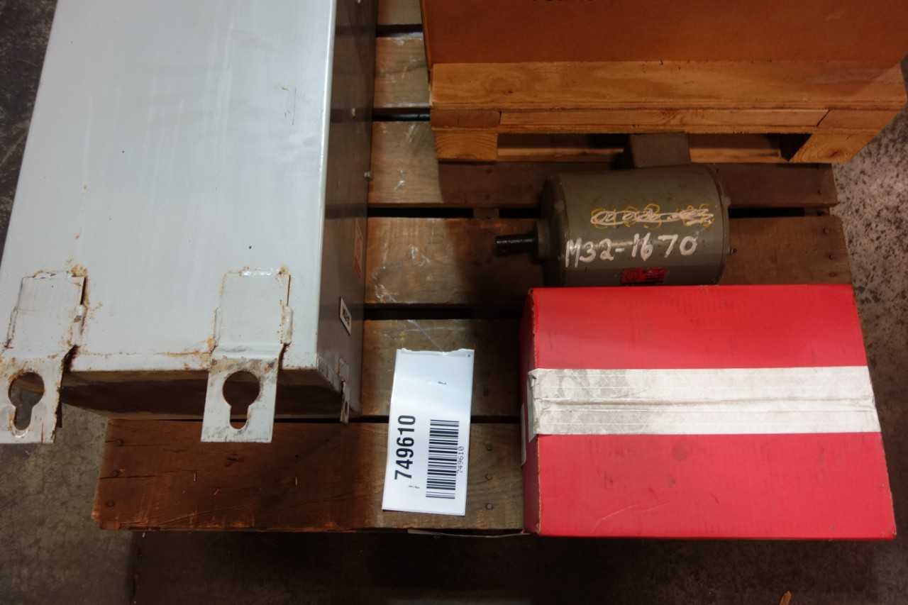 1 PALLET OF ASSORTED AC MOTORS, TRANSFORMERS- LELAND FARADAY, CUTLER HAMMER, JACKSON - CONTROL TRANSFORMERS