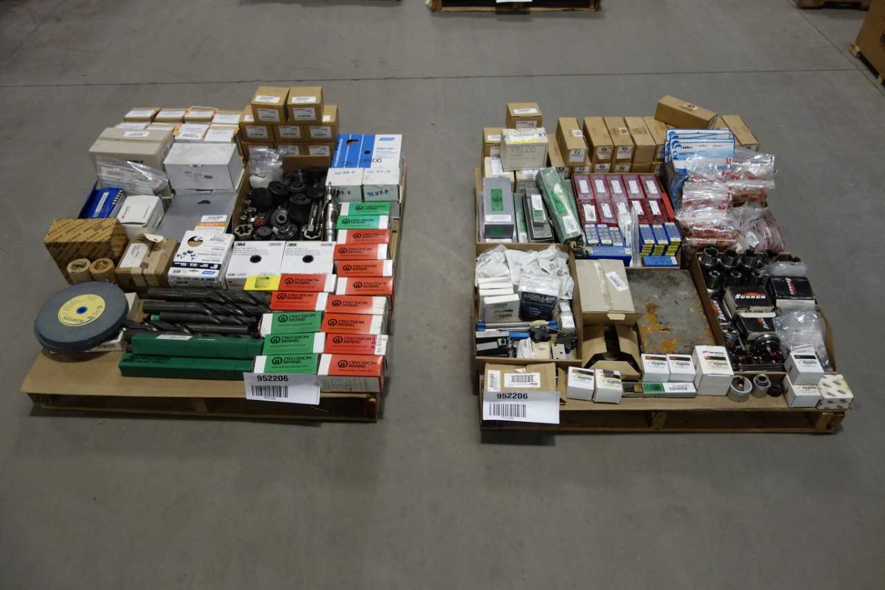 2 PALLETS OF ASSORTED METALWORKING TOOLS AND SURPLUS - MACHINE TOOLING