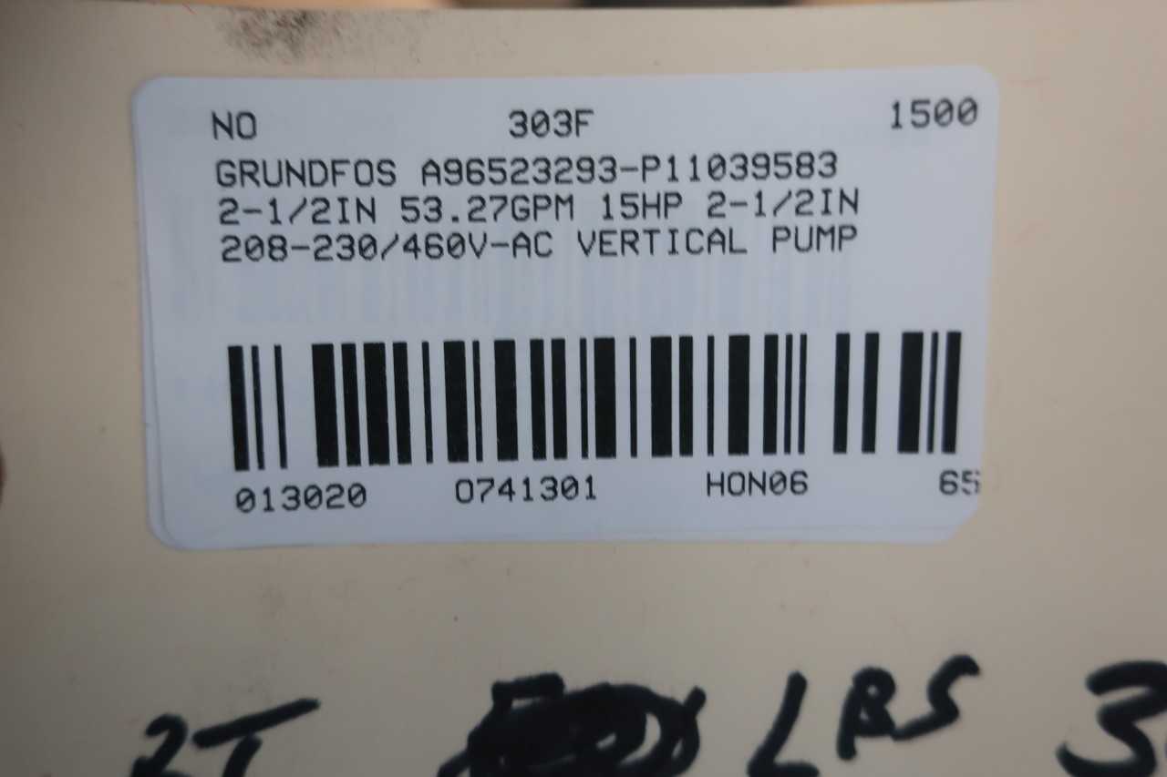 GRUNDFOS CRN.10-16 A96523293-P11039583 2-1/2IN 53.27GPM 15HP 2-1/2IN 208-230/460V-AC VERTICAL PUMP - ELECTRIC MOTORS