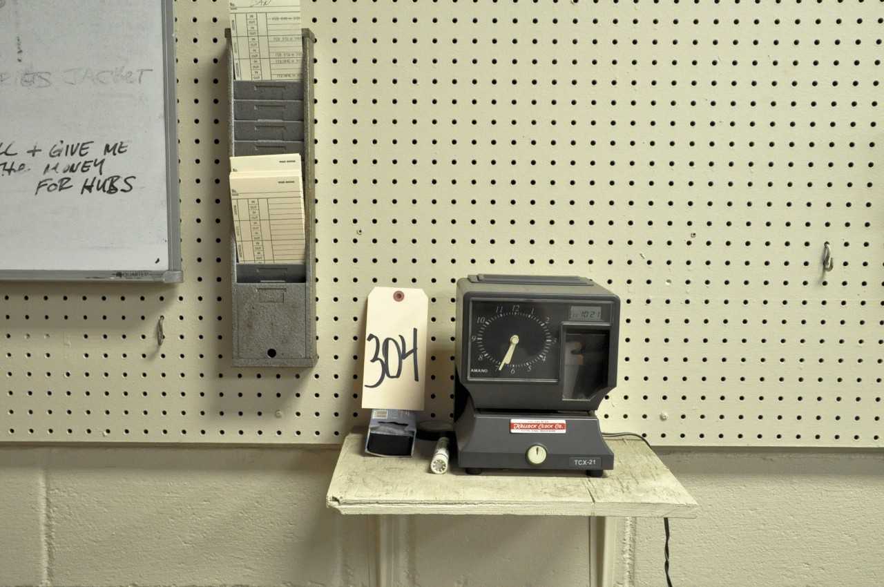Amano TCX21 Time Clock with Card Rack and Supply - ELECTRICAL COMPONENTS