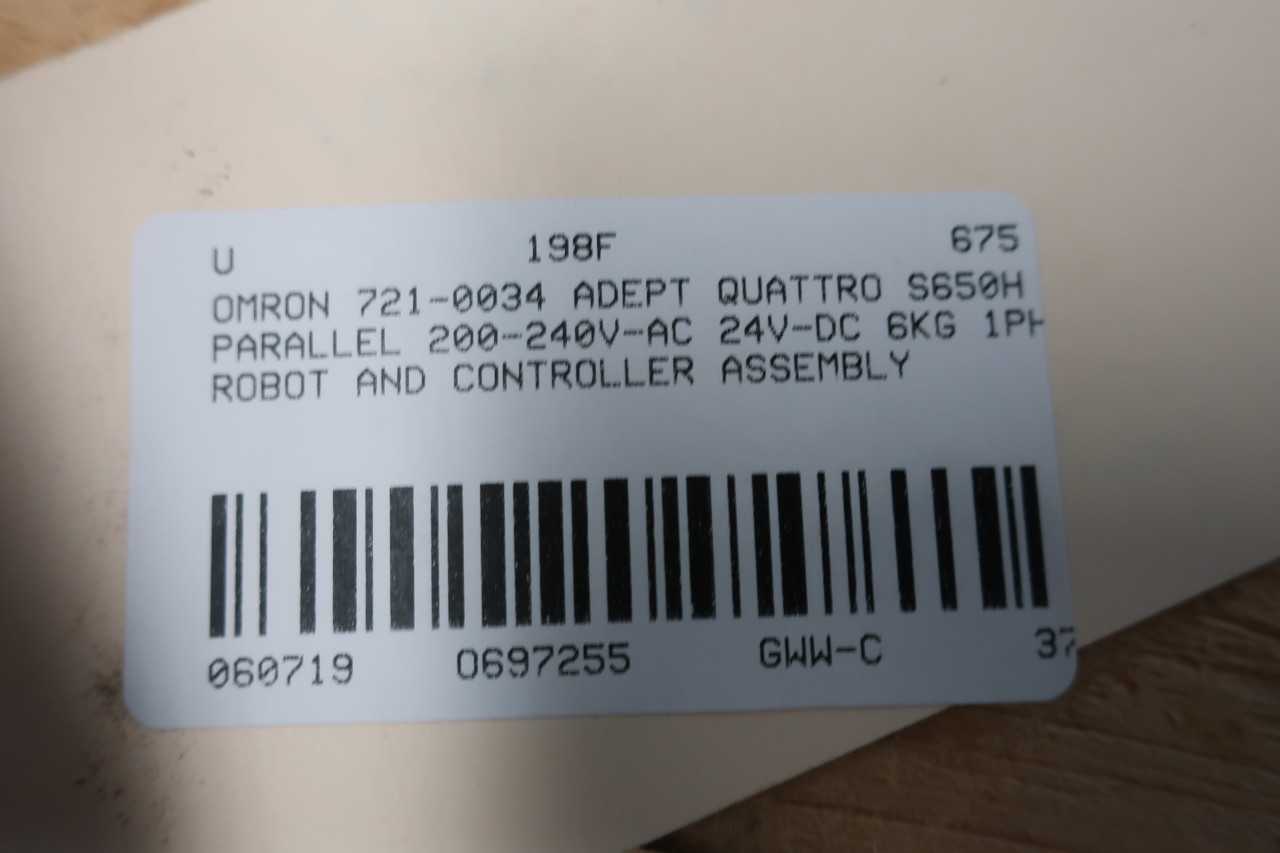 OMRON 721-0034 ADEPT QUATTRO S650H PARALLEL 200-240V-AC 24V-DC 6KG ROBOT AND CONTROLLER ASSEMBLY - INDUSTRIAL ROBOTS