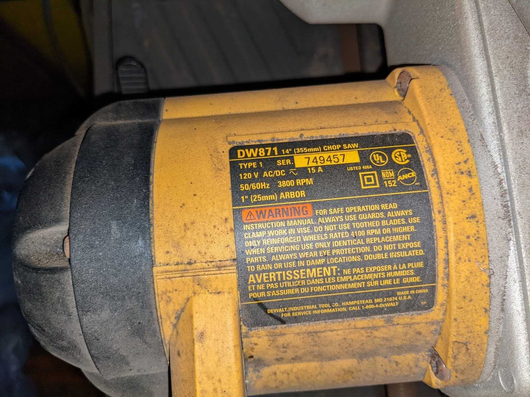 DEWALT DW871 120V-AC CHOP SAW - ELECTRIC POWER TOOLS