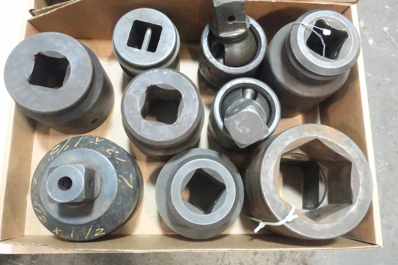 LOT OF ASSORTED LARGE IMPACT SOCKETS- POWERHOUSE, PROTO, SNAP-ON - HAND TOOLS
