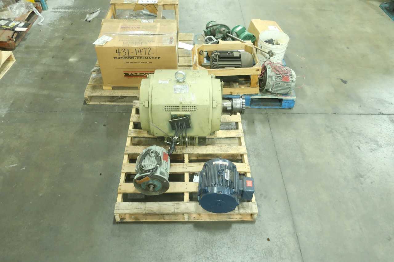 3 PALLETS OF ASSORTED MARATHON GE LIGHT IN ELECTRIC MOTORS 1-1/2-125HP 460V-AC - MISCELLANEOUS