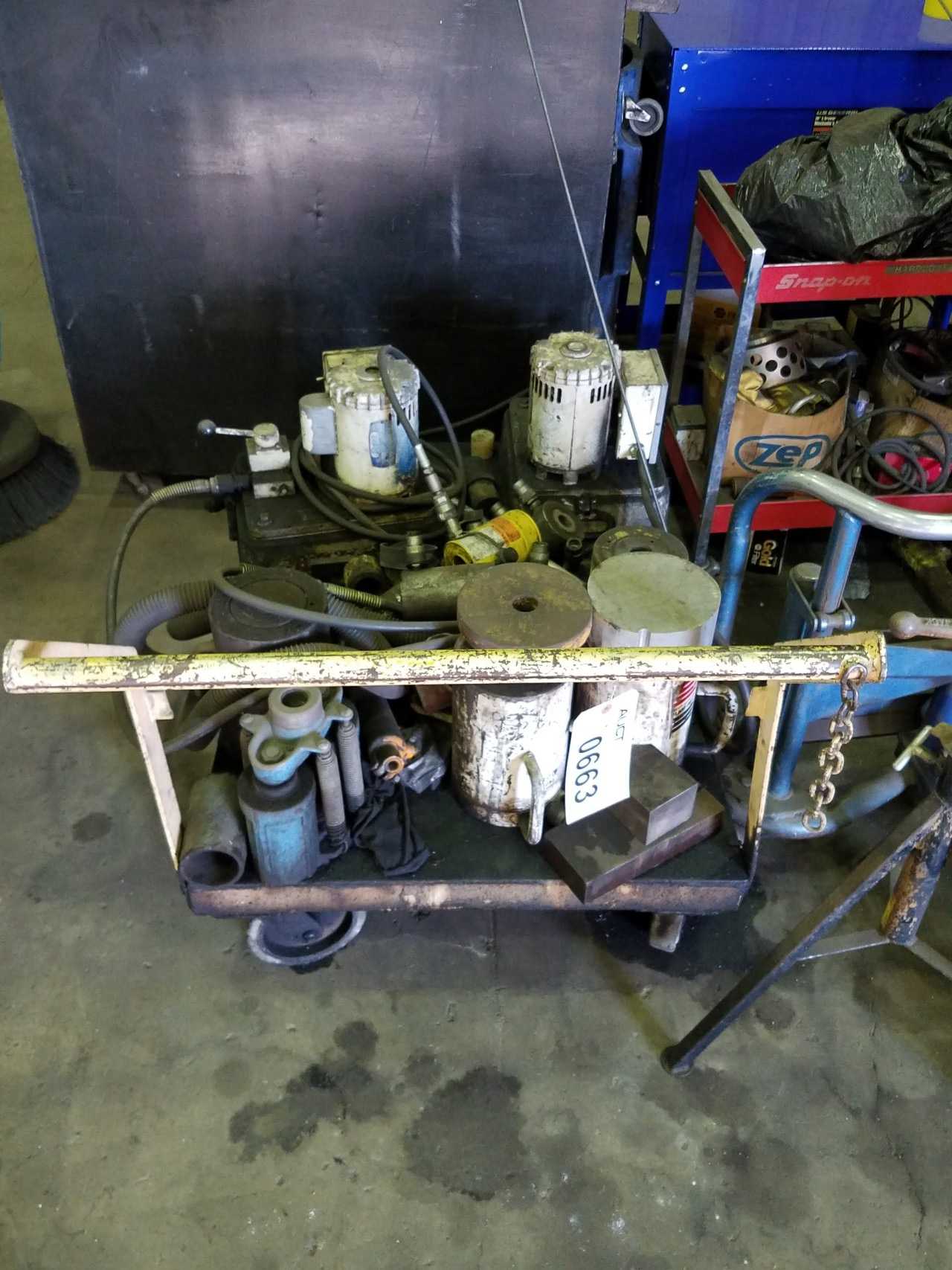 Cart with Duff Norton 100 ton hydraulic rams - PRESSES