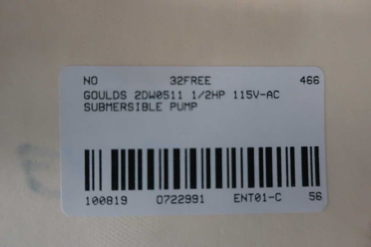GOULDS 2DW0511 64GPM 1/2HP 115V-AC SUBMERSIBLE PUMP - SUBMERSIBLE PUMP