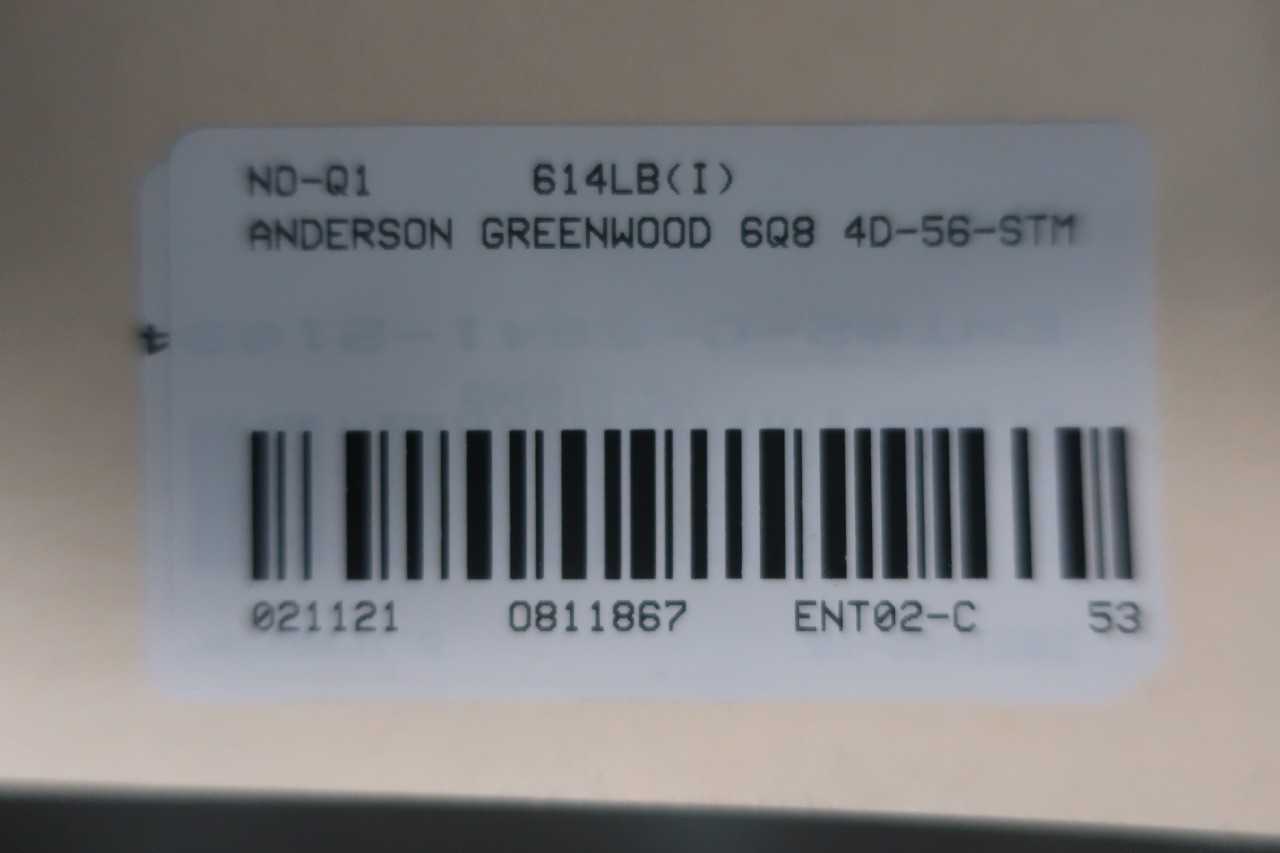 ANDERSON GREENWOOD 6Q8 JD-56-STM 8IN X 6IN 286148CFM FLANGED 450PSI RELIEF VALV - RELIEF VALVE