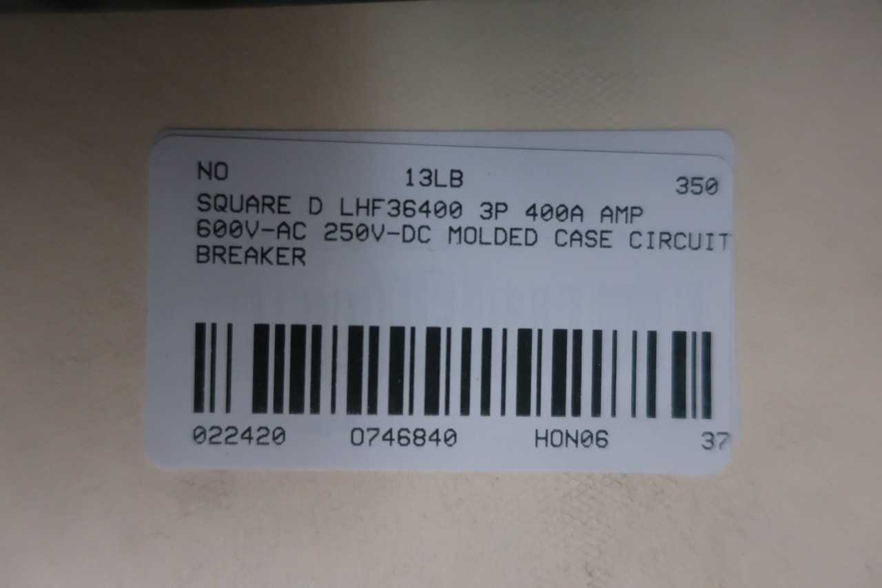 SQUARE D LHF36400 MOLDED CASE CIRCUIT BREAKER 3P 400A AMP 600V-AC - CIRCUIT BREAKERS