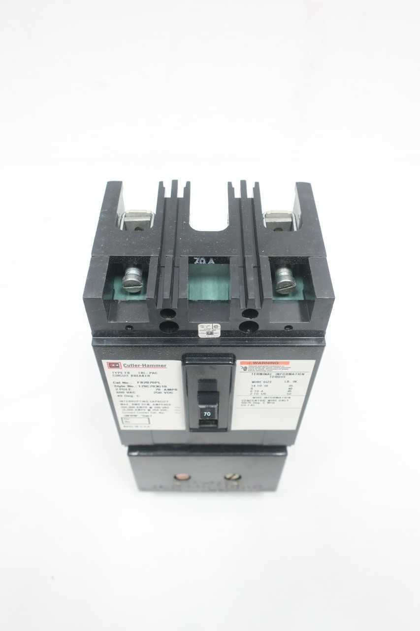 CUTLER HAMMER FB2070PL 2P 70A AMP 600V-AC CIRCUIT BREAKER - CIRCUIT BREAKERS CUTLER HAMMER FB2070PL 2P 70A AMP 600V-AC CIRCUIT BREAKER - CIRCUIT BREAKERS