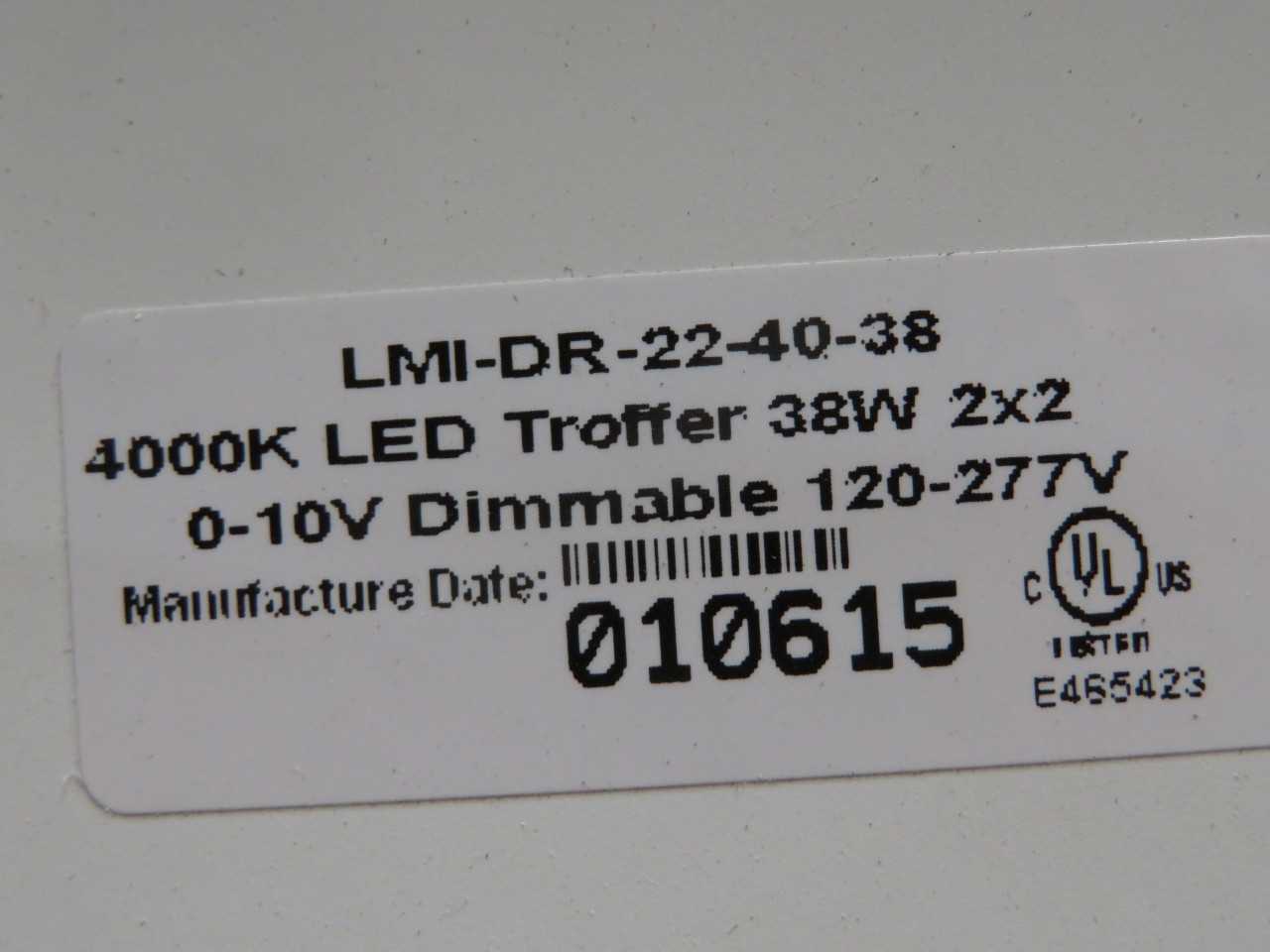 Nicor LED Fixtures, 122/77 volts, (12) each – LMI-DR-22-40-38 – 4000K LED Troffer Dimmable 120/277V - - MACHINING ACCESSORIES & TOOLING