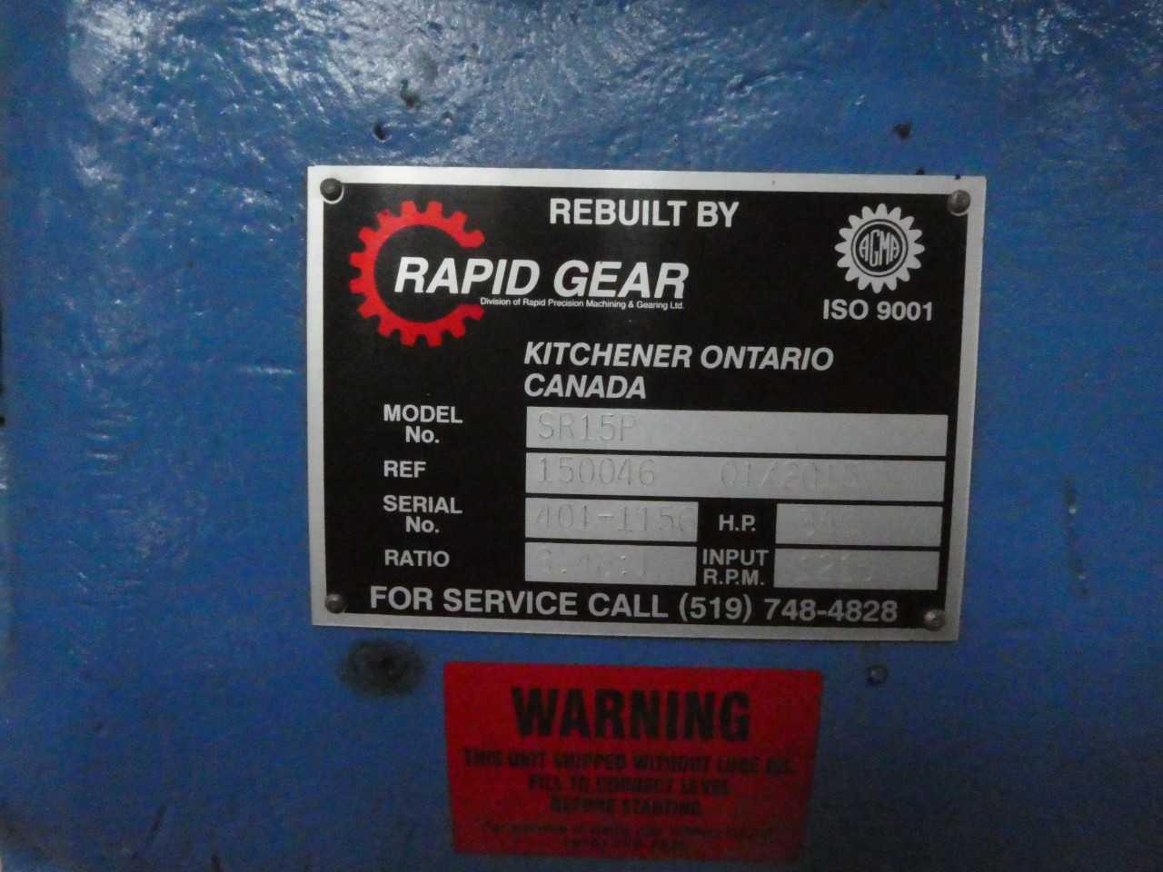 DOMINION ENGINEERING SR15P ENCLOSED GEAR DRIVE - GEAR REDUCERS