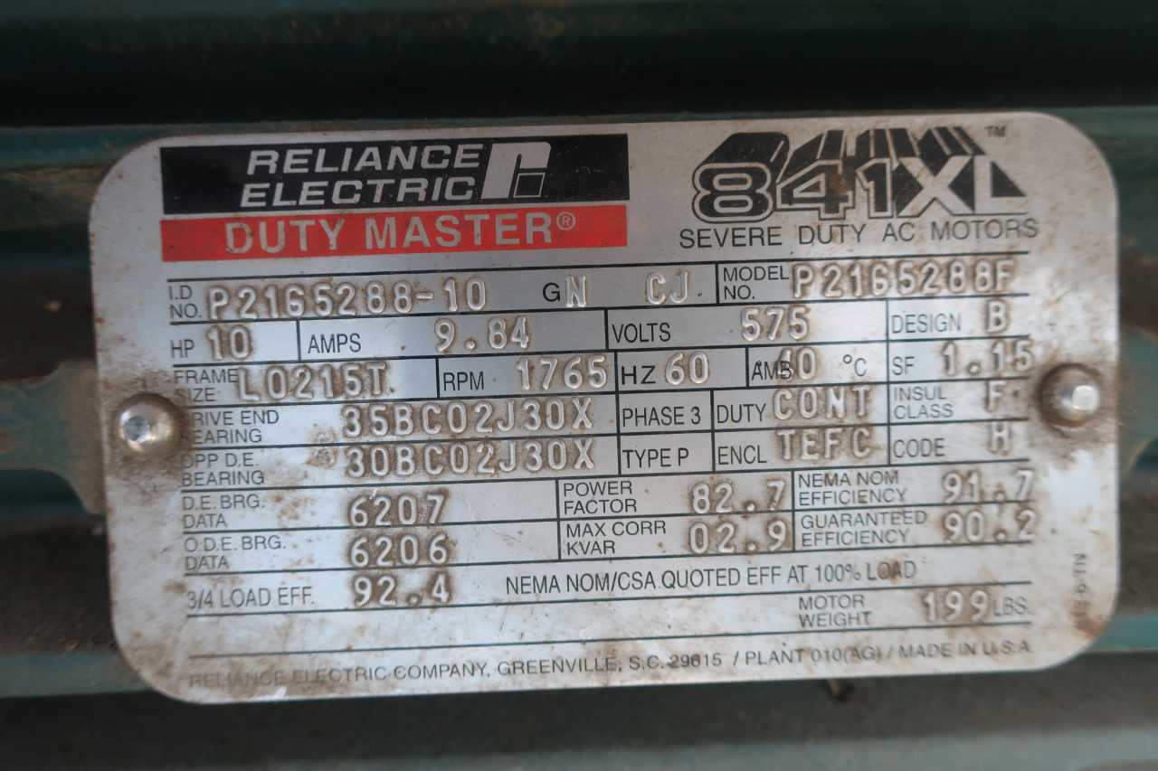 RELIANCE MOTOR P21G5288-10 10HP 575V 1765RPM 3PH L0215T - ELECTRIC MOTORS