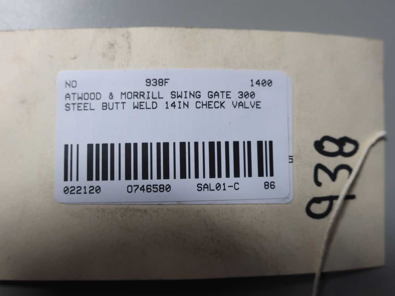 ATWOOD & MORRILL SWING GATE 300 STEEL BUTT WELD 14IN CHECK VALVE - CHECK VALVE
