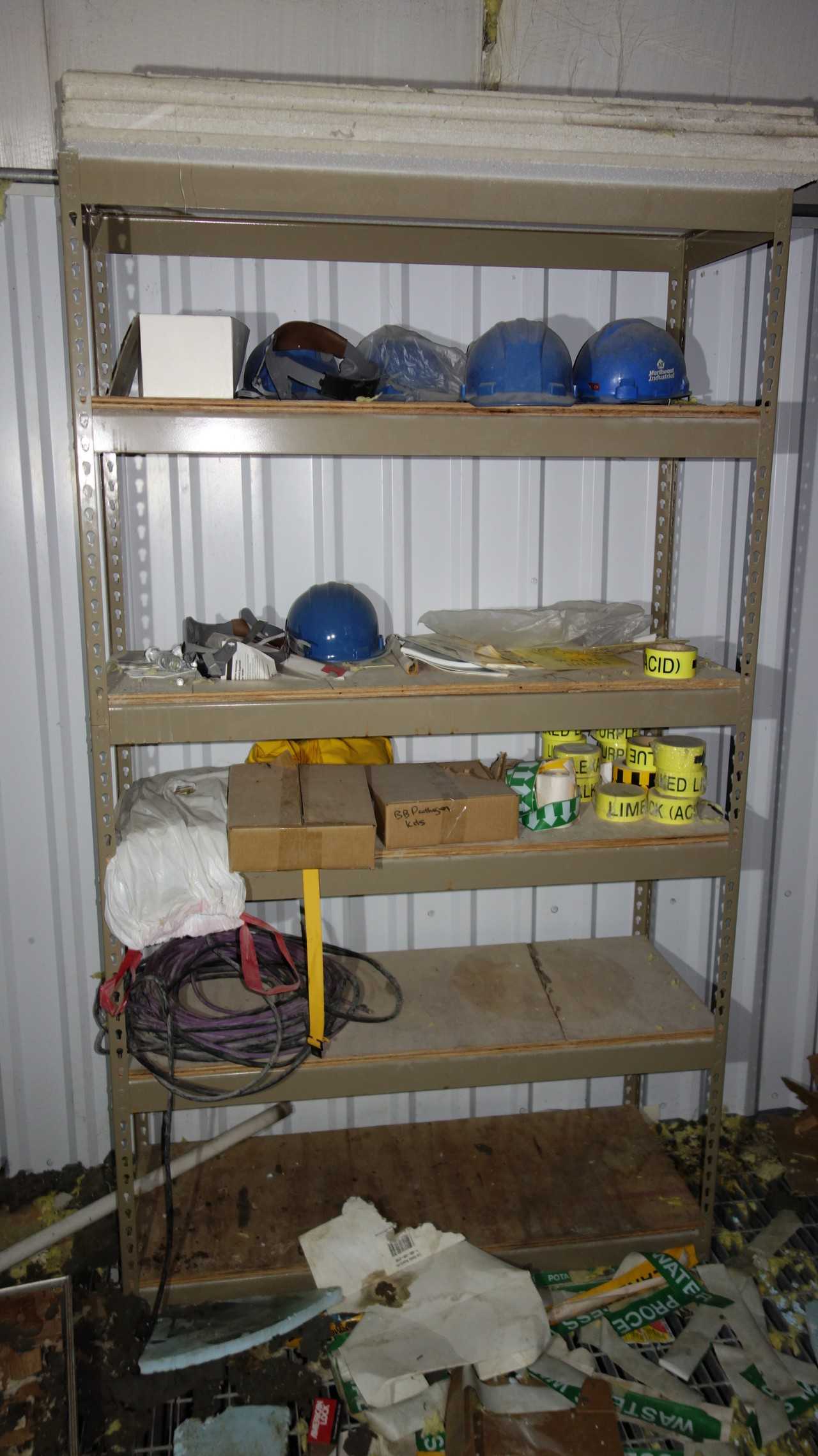 2 SECTIONS OF STEEL RACKING W/ CONTENTS, SAFETY - PALLET RACKING