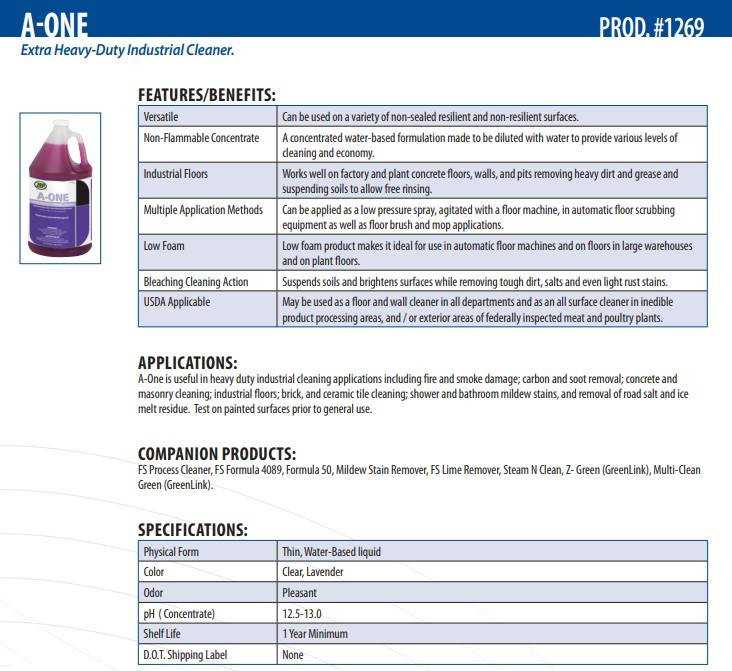 ZEP A-ONE Extra Heavy Duty Industrial Cleaner - 13 Gallons - SHELVING