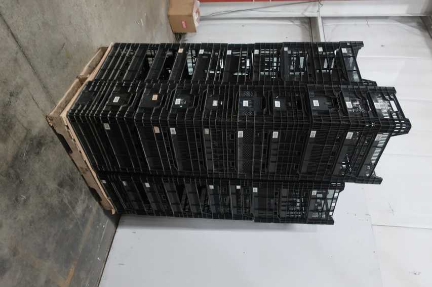 LOT OF 50 BLACK STORAGE TOTES - MATERIAL HANDLING