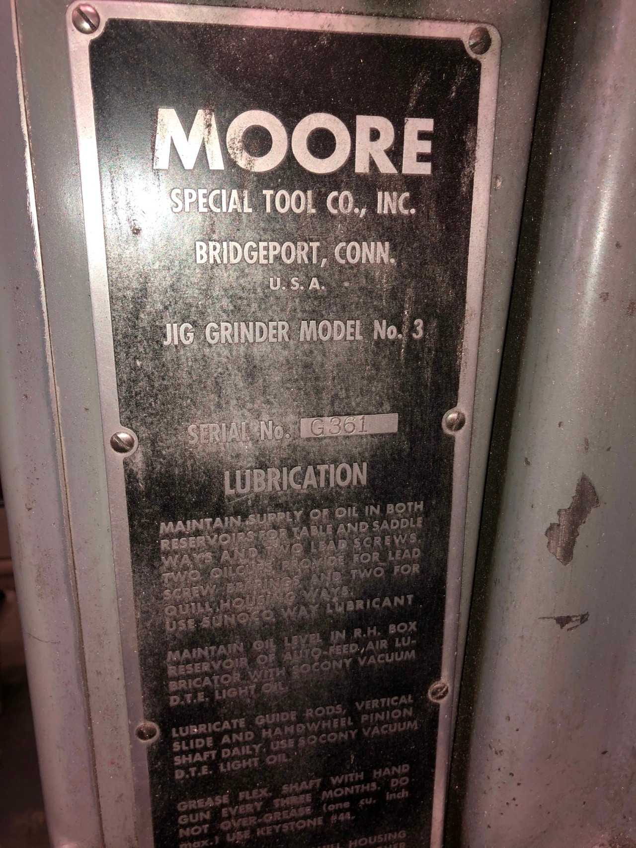 Moore #3 Jig Grinder - GRINDING MACHINES